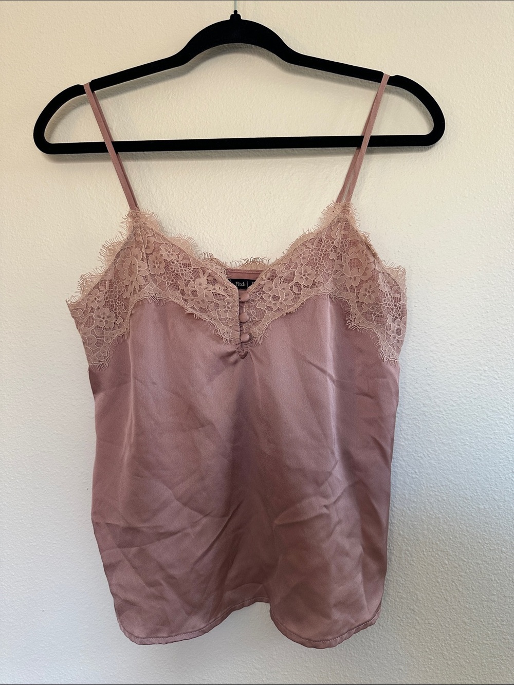 Abercrombie & Fitch Dusty Pink Lace-Trim Satin Cami